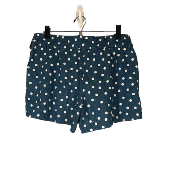 J. Crew Blue & White Polka Dot Linen Blend Belted Dressy Shorts Women Sz 8 - Picture 2 of 10